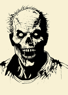 Zombie Portrait in Black and White