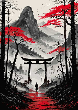 Straw Hat Traveler Torii Gate