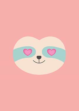 Cute Sloth with Heart Eyes Illustration