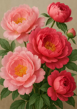 Pink and Red Peony Flower Arrangement