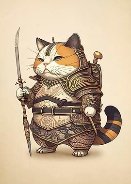 Armored Cat Warrior Sword
