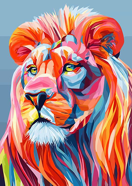 Colorful Lion Portrait