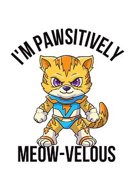 Pawsitively Meow-velous Superhero Cat Cartoon