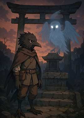 Crow Person Spirit Bird Shrine