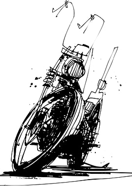 Motorcycle Sketch Black and White