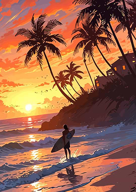 Sunset Beach Surfer
