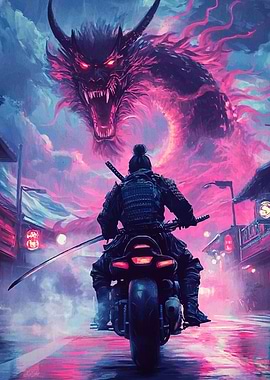 Samurai Motorcycle Dragon