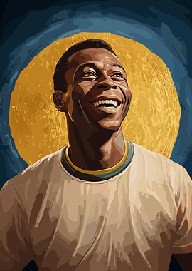 Pele Portrait with Golden Halo