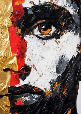 Abstract Portrait Painting with german flag colors