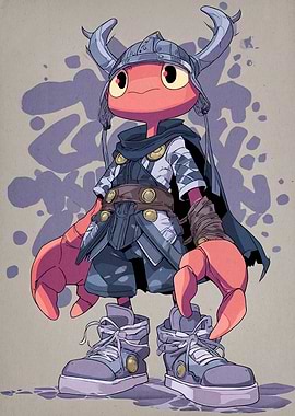 Crab Warrior Cartoon Character Illustration
