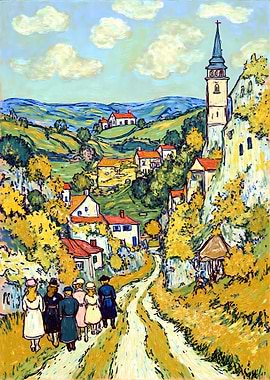 Village Landscape with Figures and Church
