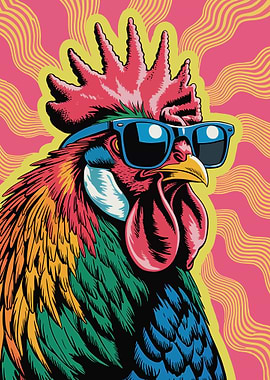 Cool Rooster with Sunglasses Illustration