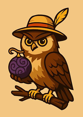 Owl with Mystic Purple Fruit