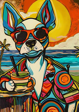 Cool Dog Beach Vacation Painting