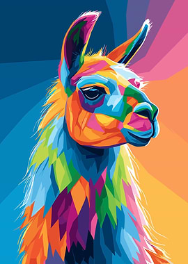 Colorful Llama Portrait