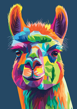 Colorful Llama Portrait