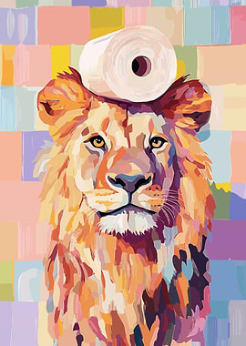 Lion with Toilet Paper Hat