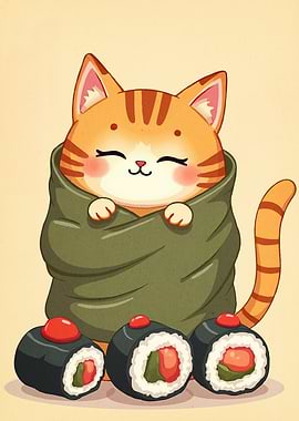 Cute Cat Sushi Roll