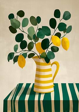 Lemons and Leaves Still Life