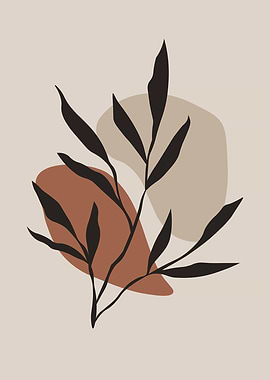 Minimalist Botanical Art with Abstract Shapes