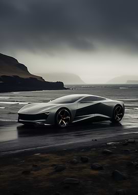 Exclusive supercar on coast