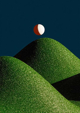 Green Hills and Moon