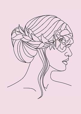 Minimalist Woman Portrait with Floral Crown