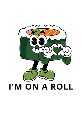 Cartoon Sushi Roll Character