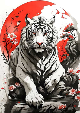 Tiger Red Sun Japanese