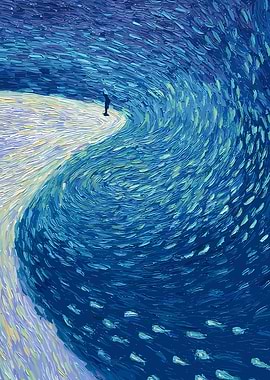 Abstract Coastal Figure Painting