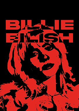 Billie Eilish Red and Black Portrait