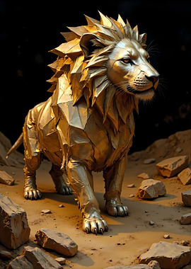 Golden Lion Sculpture