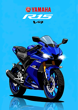 Yamaha R15 V4 Motorcycle Illustration