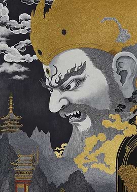 Angry Deity with Golden Crown