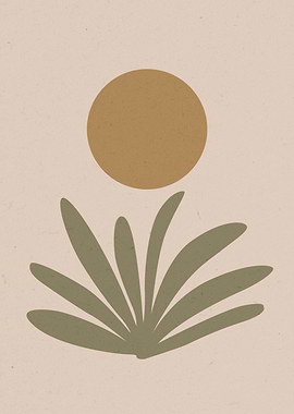 Boho art Sun and Plant