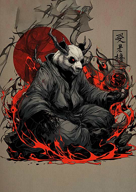 Dark Panda Mage with Red Energy
