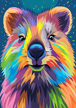Colorful Quokka Portrait