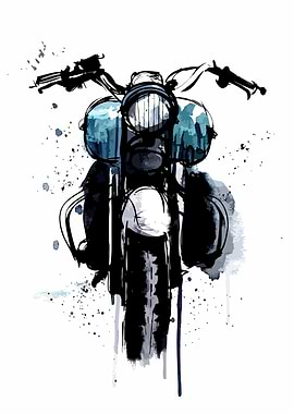 Motorcycle Watercolor Art