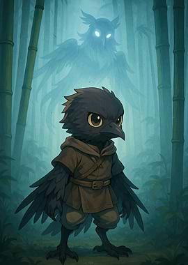 Anthropomorphic Crow Owl Spirit Guide