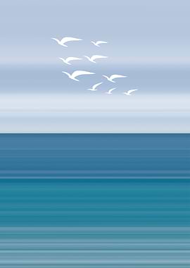 Seascape with Birds in Flight