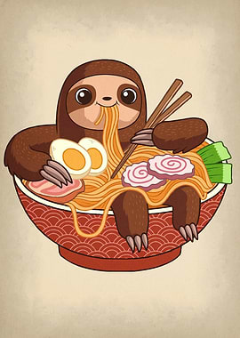 Sloth Eating Ramen