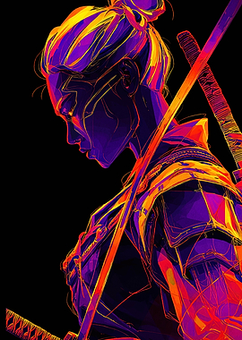 Neon Samurai Warrior