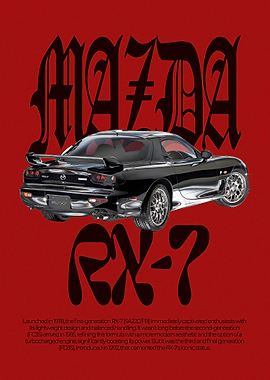 Mazda RX-7 Black Car Poster