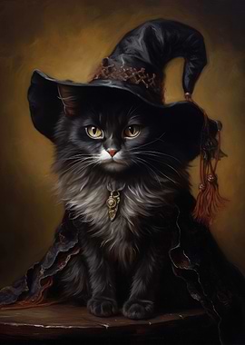 Black Cat Witch Portrait