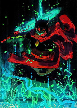 Cyberpunk Warrior with Glowing Sword