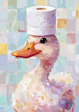 Duck with Toilet Paper Hat