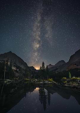 Milky Way over Mountain Lake