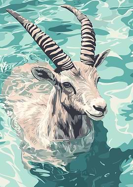 Swimming Antelope Illustration