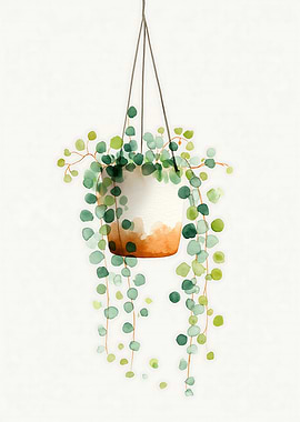 Watercolor Hanging Plant Illustration