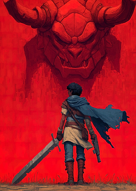 Hero facing a demonic entity